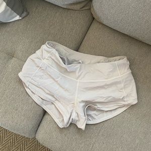 white lululemon speed up shorts